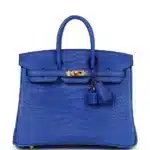 Hermès Birkin 25 Bleu Royal Matte Porosus Crocodile Gold Hardware