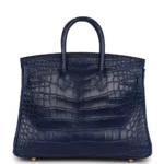 Hermès Birkin 25 Bleu Saphir Matte Alligator Mississippiensis Gold Hardware