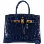 Hermès Birkin 25 Bleu Saphir Matte Alligator Mississippiensis Gold Hardware