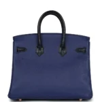 Hermès Birkin 25 Bleu Saphir and Bleu Marine Taurillion Novillo Matte Alligator Mississippiensis Touch Rose Gold Hardware