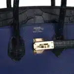 Hermès Birkin 25 Bleu Saphir and Bleu Marine Taurillion Novillo Matte Alligator Mississippiensis Touch Rose Gold Hardware