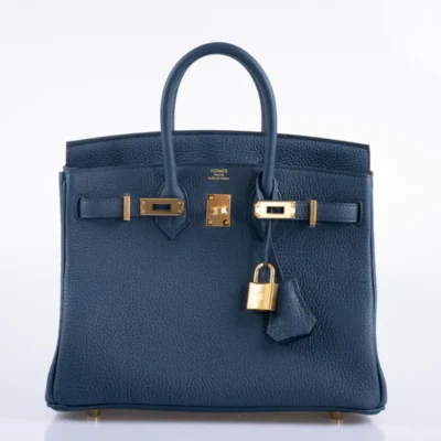 Hermès Birkin 25 Bleu de Prusse Togo Gold Front2