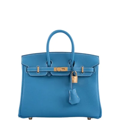 Hermès Rare Collectible Birkin 25 Blue Jean Togo Gold Hardware