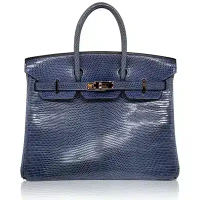 Hermès Birkin 25 Brighton Blue Niloticus Lizard Palladium Hardware replica handbags online