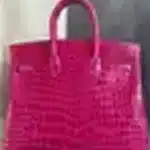 Hermès Rare Collectible Birkin 25 Fuchsia And White Shiny Porosus Crocodile Diamond Encrusted 18k White Gold Replica luxury handbag