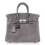 Hermès Birkin 25 Gris Fume Doblis Suede Palladium Hardware luxury bags