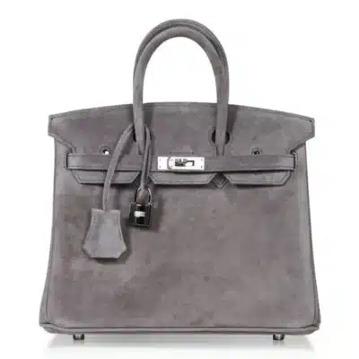 Hermès Birkin 25 Gris Fume Doblis Suede Palladium Hardware luxury bags