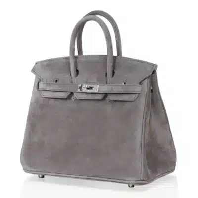 Hermès Birkin 25 Gris Fume Doblis Suede Palladium Hardware luxury bags