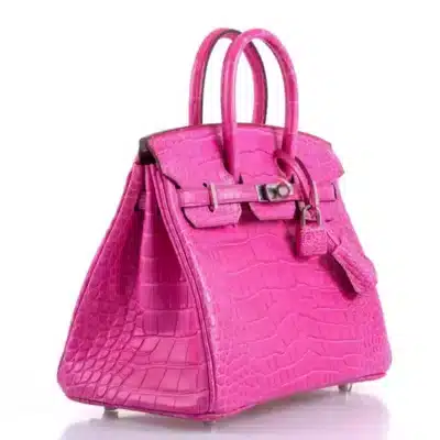 Hermès Birkin 25 Shocking Rose Matte Alligator Mississippiensis Palladium Hardware