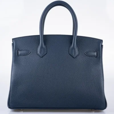 Hermès Rare Collectible Birkin 30 Blue de Prusse and Mykonos Clemence Palladium Hardware