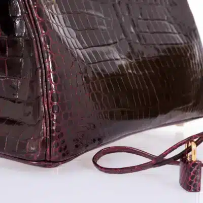 Hermès Birkin 30 Bordeaux Porosus Crocodile Gold Hardware