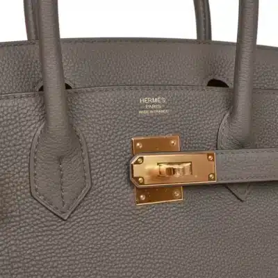 Hermès Birkin 30 Etain Togo logo