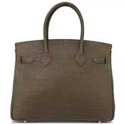 Hermès Birkin 30 Gris Elephant Shiny Niloticus Crocodile Palladium Hardware Lushentic replica handbags