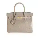 Hermès Birkin 30 Gris Tourterelle Ostrich Brushed Gold Hardware