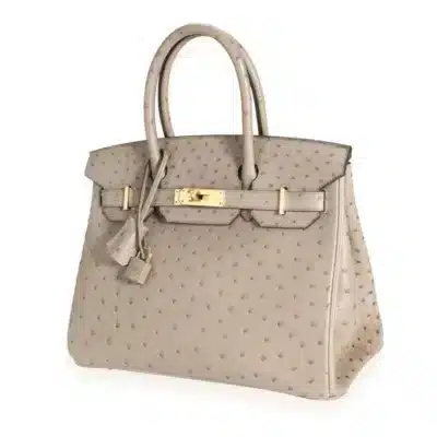 Hermès Birkin 30 Gris Tourterelle Ostrich Brushed Gold Hardware