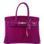 Hermès Birkin 30 Rose Pourpre Shiny Porosus Crocodile Palladium Hardware