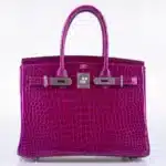 Hermès Birkin 30 Rose Pourpre Shiny Porosus Crocodile Palladium Hardware