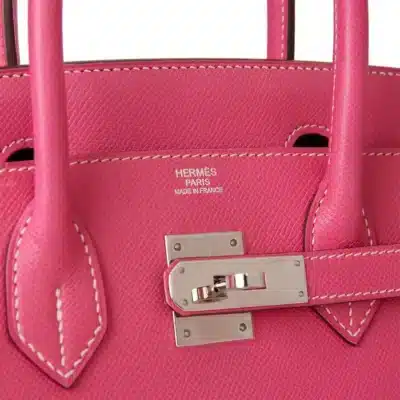 Hermès Birkin 30 Rose Tyrien Chevre logo