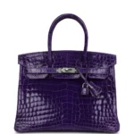 Hermès Birkin 30 Ultraviolet Shiny Niloticus Crocodile Palladium Hardware