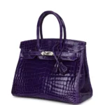 Hermès Birkin 30 Ultraviolet Shiny Niloticus Crocodile Palladium Hardware