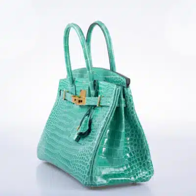 Hermès Birkin 30 Vert Jade Shiny Porosus Crocodile Gold Hardware