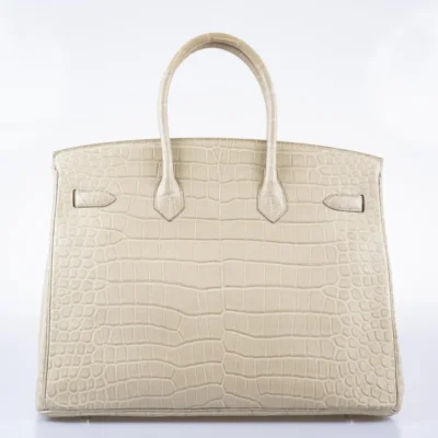 Hermès Birkin 35 Beton Matte Porosus Crocodile Palladium Hardware Replica luxury handbags