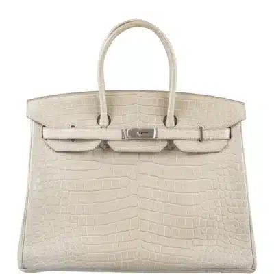 Hermès Birkin 35 Beton Matte Porosus Crocodile Palladium Hardware Replica luxury handbags