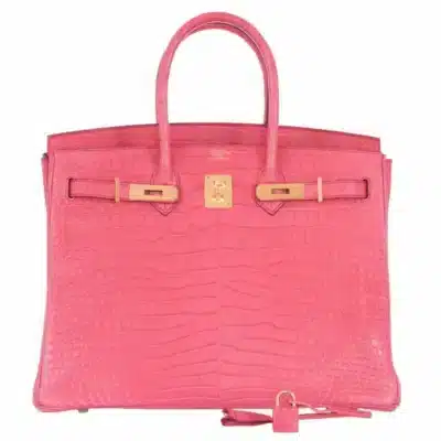 Hermès Birkin 35 Bougenville Pink Matte Crocodile Porosus Gold Hardware