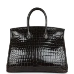 Hermès Birkin 35 Graphite Shiny Porosus Crocodile Gold Hardware Lushentic Grade Bags