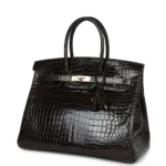 Hermès Birkin 35 Graphite Shiny Porosus Crocodile Gold Hardware Lushentic Grade Bags