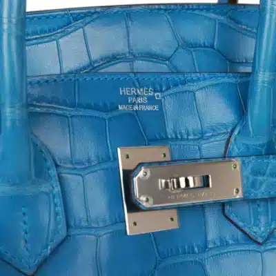 Hermès Birkin 35 Mykonos Matte Alligator logo