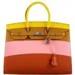 Hermès Limited Edition Birkin 35 Sellier "Sunrise" Rainbow Epsom Palladium Hardware