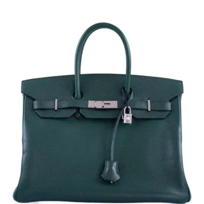 Hermès Birkin 35 Vert Fonce Ardenne Palladium Hardware Replica designer handbags