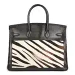 Hermès Birkin 35cm Black Box Calfskin & Zebra Print Calfskin Pony Fur Brushed Palladium Hardware