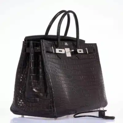 Hermès Birkin 40 Black Matte Crocodile Porosus Palladium Hardware