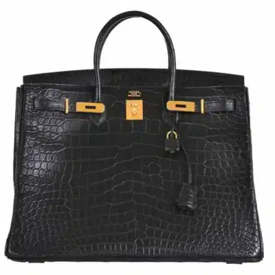 Hermès Birkin 40 Black Matte Porosus Crocodile Gold Hardware