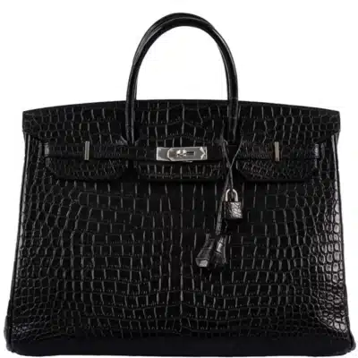 Hermès Birkin 40 Black Matte Porosus Crocodile Palladium Hardware