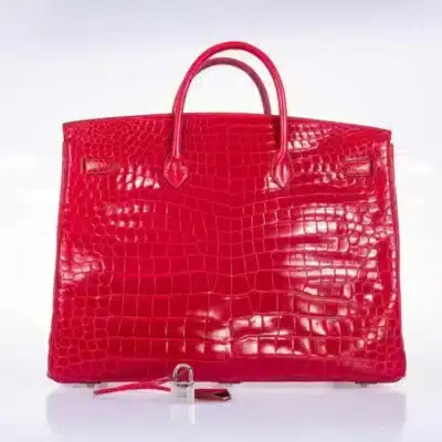 Hermès Birkin 50 Braise Shiny Porosus Crocodile Palladium Hardware