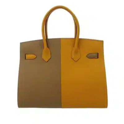 Hermès Rare Collectible Birkin Sellier 30 Bi-Color Etoupe Grey and Sesame Epsom Silver Hardware