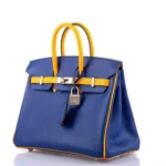 Hermès HSS 2018 Birkin 25 Jaune D’Or and Blue Electric Epsom Brushed Palladium Hardware  Lushentic Replica