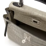 Hermès HSS 2020 Kelly 28 Gris Perle and Black Matte Alligator Mississippiensis Palladium Hardware luxury bags