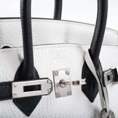 Hermès HSS Birkin 25 Black and White Togo logo