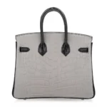 Hermès HSS Birkin 25 Gris Perle and Black Matte Mississippiensis Alligator Palladium Hardware