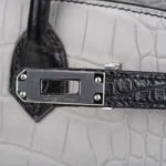 Hermès HSS Birkin 25 Gris Perle and Black Matte Mississippiensis Alligator Palladium Hardware