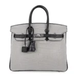 Hermès HSS Birkin 25 Gris Perle and Black Matte Mississippiensis Alligator Palladium Hardware