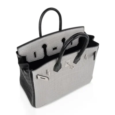 Hermès HSS Birkin 25 Gris Perle and Black Matte Mississippiensis Alligator Palladium Hardware