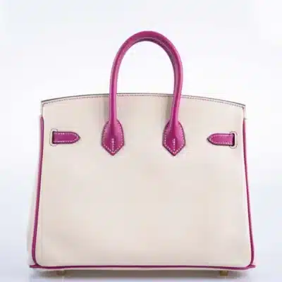 Hermès HSS Birkin 25 Rose Pourpre and Craie Epsom with Brushed Gold Hardware Best Lushentic Bags