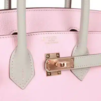 Hermès HSS Birkin 25 Rose Sakura and Gris Perle Chevre Mysore logo1