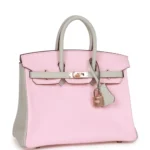 Hermès HSS Birkin 25 Rose Sakura and Gris Perle Chevre Mysore Rose Gold Hardware