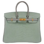 Hermès HSS Birkin 25 Vert D'eau And Gris Perle Matte Alligator Mississippiensis Brushed Gold Hardware High-quality Lushentic Grade